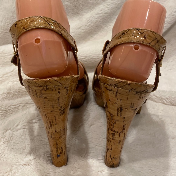 Lauren Ralph Lauren Filara Natural Glazed Cork Platform Sandals Heels Sz 9?? EUC - Picture 5 of 12